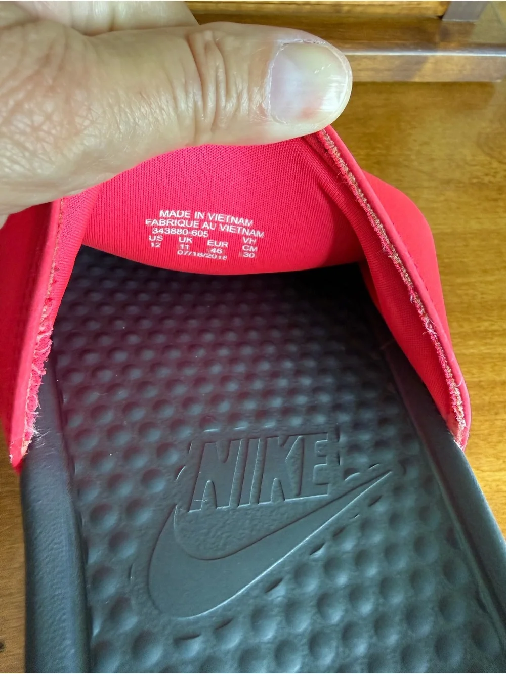 Nike Benassi JDI slide, sandal men, 12 black red athletic comfort
